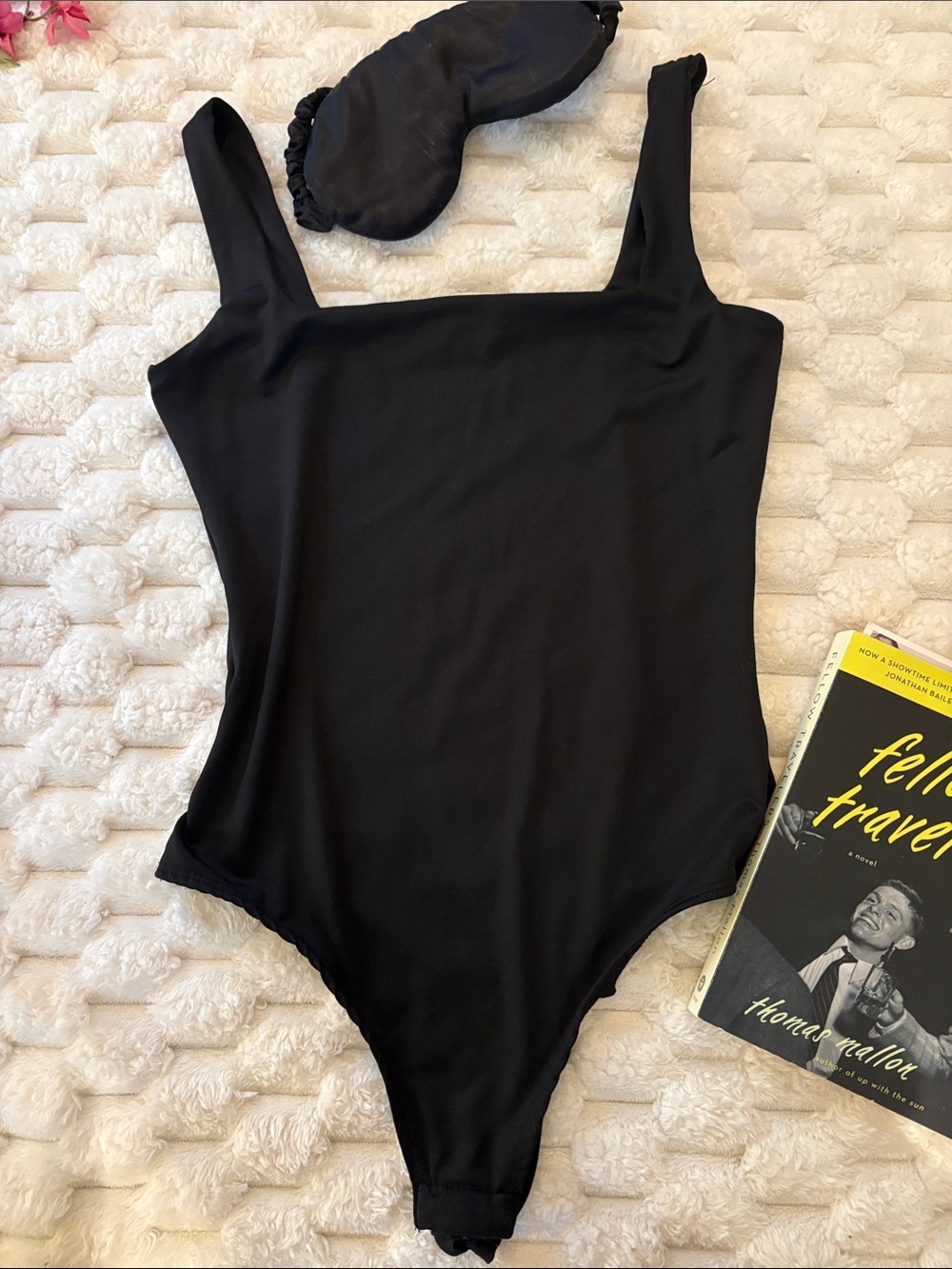 Sleek Black Square-Neck Bodysuit for Women